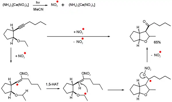 A self-terminating radical cyclization reaction scheme