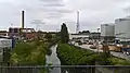 North-eastern view from the bridge of the Rue du Rupel/Rupelstraat in Brussels where the Senne leaves the city's canalisation