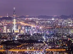 Seoul, the largest city in the metropolitan area