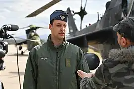 A Serbian Air Force and Air Defence officer wearing a side cap.