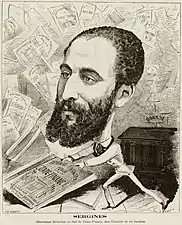 Caricature of "Sergines" (Ernest Schrameck, editor of Comic-Finance) by J B Humbert in the 26 December 1873 issue