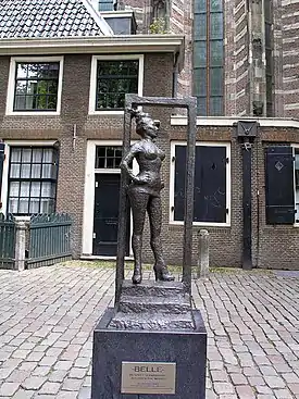 Image 21Statue to honor the sex workers of the world. Installed March 2007 in Amsterdam, Oudekerksplein, in front of the Oude Kerk, in Amsterdam's red-light district De Wallen. Titled Belle, the inscription to the piece says "Respect sex workers all over the world." (from Prostitution)