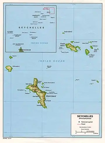 Location of Victoria on Mahé Island