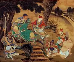 Painting depicting a stylized guandao, c. 1430