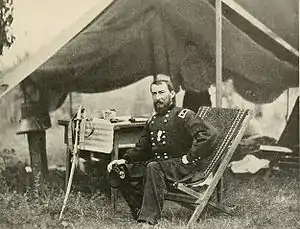 U.S. Civil War Union Cavalry General Philip Sheridan on campaign