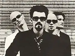 Shudder to Think, 1996. L-R: Craig Wedren, Nathan Larson, Kevin March, and Stuart Hill.