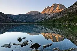 Carson Peak in the summer, reflected in Silver Lake