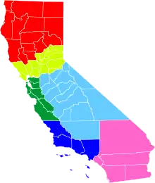 2013: Tim Draper's Six Californias proposal  Jefferson  North California  Silicon Valley  Central California  West California  South California