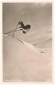 Ski pioneer Olle Rimfors performing the forerunner of today's front flips in Storlien 1931.