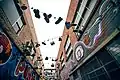 Sneakers hanging in Sneaker Lane in Windsor, Chapel Street