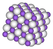 Space-filling model of part of the crystal structure of sodium hydride