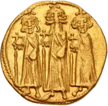 Golden coin of Heraclius with sons