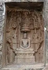 Rock-cut sculpture of Mahavira in Kalugumalai Jain Beds, 8th century