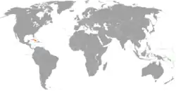 Map indicating locations of Solomon Islands and Cuba