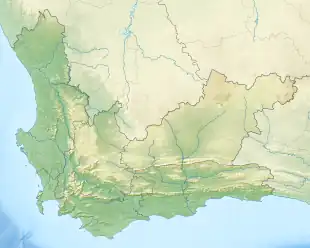 Map of the Western Cape showing the location of Theewaterskloof Dam