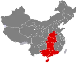 Location of South Central China