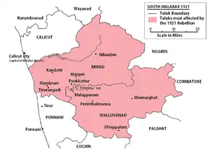 Map of South Malabar in 1921