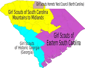 Map of Girl Scout Councils in South Carolina