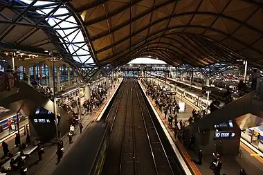 Northbound view from the Southern footbridge at Southern Cross