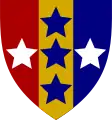 Southern Command Royal Electrical and Mechanical Engineers (Three vertical red, yellow, blue stripes with blue vertical stars and two white outer stars)