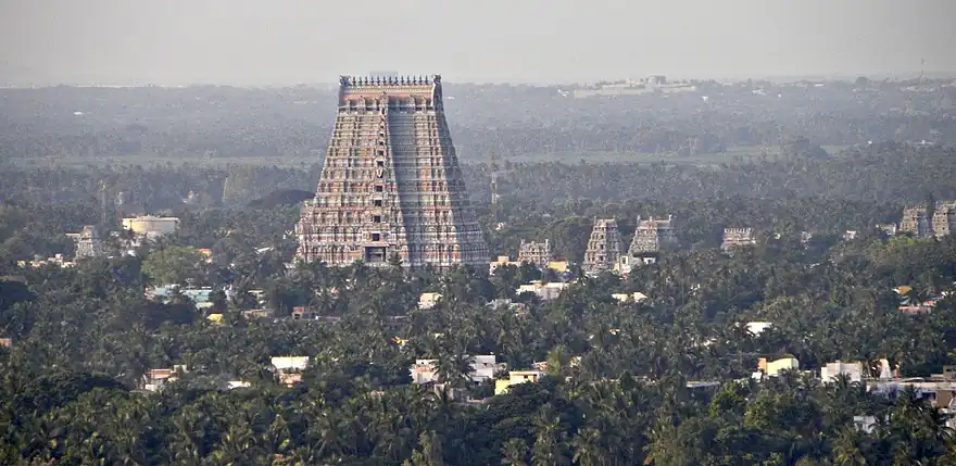 Aerial image of a temple campus