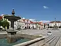 Masarykovo Square with a fountain and Marian column