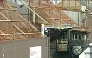 The fortified wall of a police station in Belfast, Northern Ireland