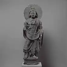 Statue of Maitreya in the Greco-Buddhist style of Gandhara, now in Metropolitan Museum of Art, New York