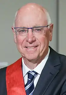 Sir Stephen Tindall, after his investiture as GNZM, for services to business, the community, and the environment, on 14 May 2019