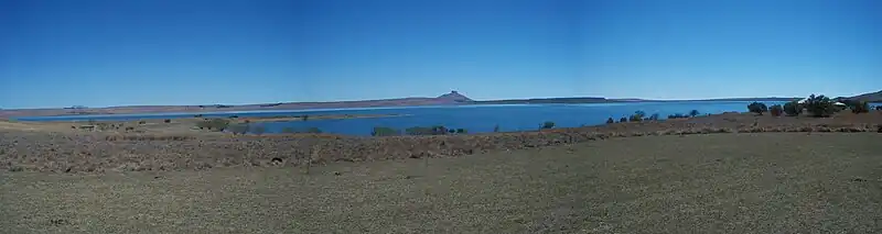 Panorama of the lake and surrounding landscape