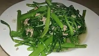 Stir-fried water convolvulus (Ipomoea aquatica)