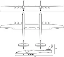 Scaled Composites Model 351 Stratolaunch in flight over the city of Los Angeles (2023)