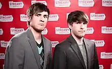 Color photograph of Ian Hecox and Anthony Padilla of Smosh in April 2010