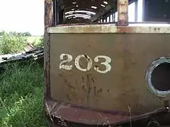 Saskatoon Municipal Railway streetcar No. 203 at Saskatchewan Railway Museum