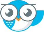 A blue-colored owl with glasses.