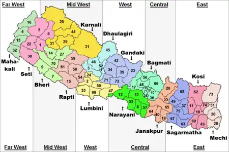 Location of मध्य-पश्चिमाञ्चल विकास क्षेत्र