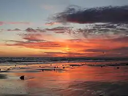 Sunset on Borth sands near Ynyslas, looking north