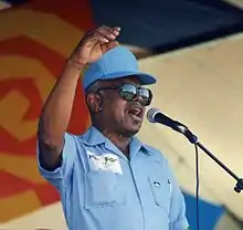 Crawford in a rare appearance at the New Orleans Jazz & Heritage Festival in 1996 as a guest of his grandson, Davell Crawford