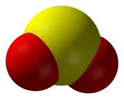 Spacefill model of sulfur dioxide