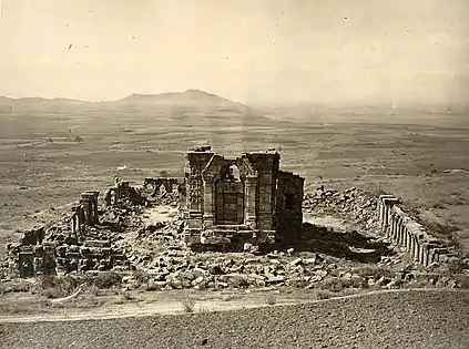 Ruins of the Martand Sun Temple. The temple was destroyed on the orders of Muslim Sultan Sikandar Butshikan in the early 15th century, with demolition lasting a year.