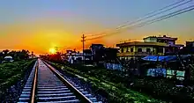 Sunset over railway track near Janakpur