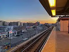 Facing a sunset on the northbound local track