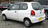 Rear view of facelifted Alto 3-door 4WD (HA23S)