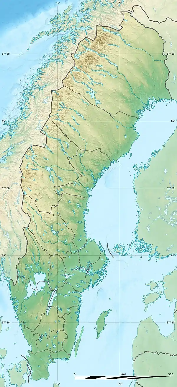 Location of lake in Sweden