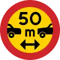 Minimum distance between 2-tracked motor vehicles