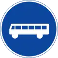 Beginning of lane reserved for public transport (and cycles and mopeds Class II).