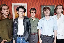 Swim Deep in 2015/16. Left to right: James Balmont, Zachary Robinson, Austin Williams, Tom Higgins, Cavan McCarthy