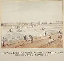 Hyde Park with the Museum under construction in the distance by John Rae (1842).