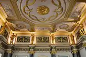 Interior of Syon House (London) with Ionic columns and gilded statues, 1767–1775, by Robert Adam