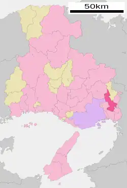 Location of Takarazuka in Hyōgo Prefecture